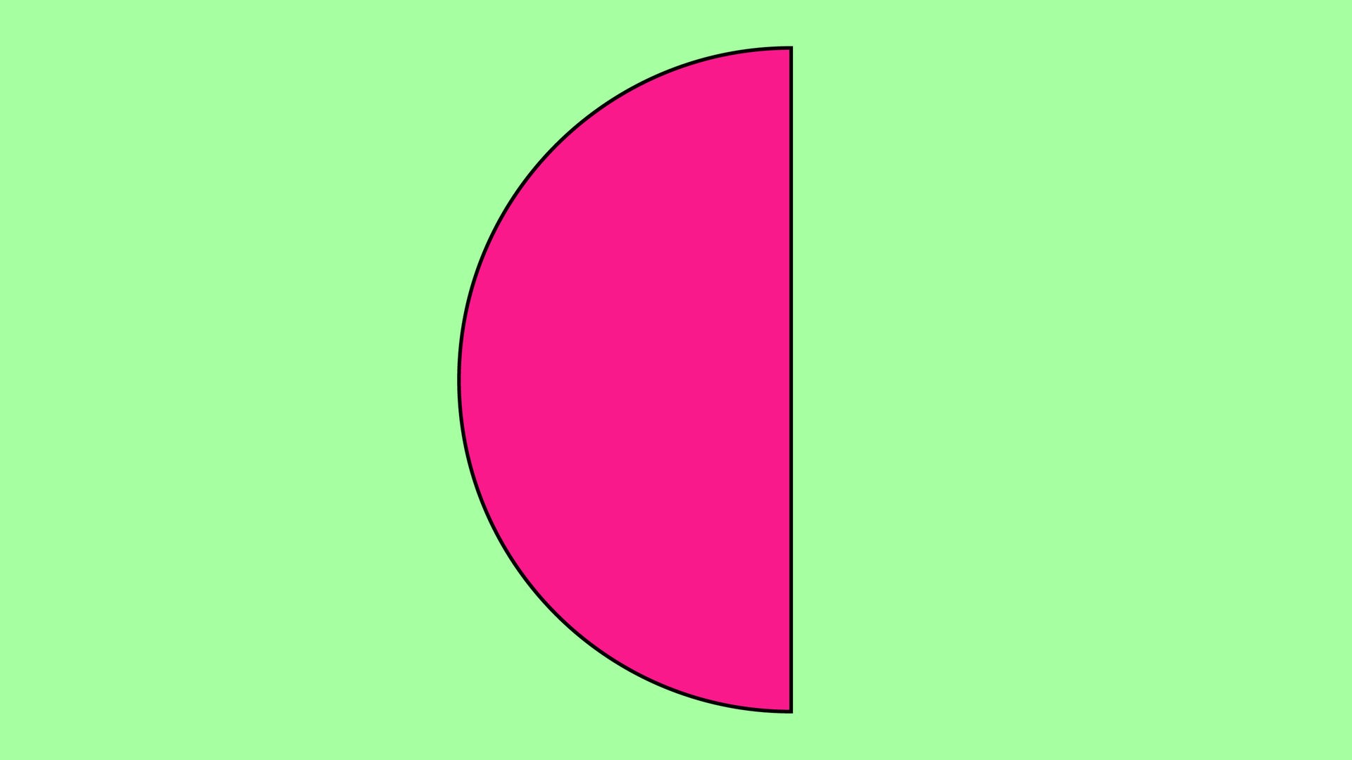 Die Grafik zeigt einen pinken Halbmond auf einem grünen Rechteck.