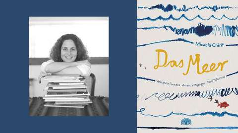 Ein Portrait der Autorin Micaela Chirif das Buchcover von "Das Meer"