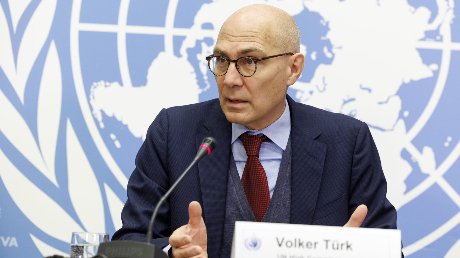 Volker Türk, UN-Hochkommissar für Menschenrechte, spricht in Genf.