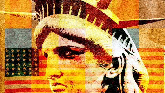 Collage aus Symbolen der US-amerikanischen Kultur