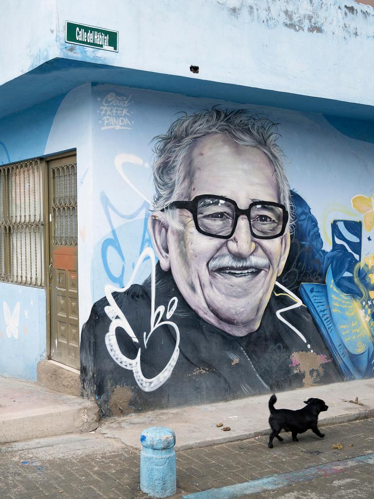 Ein Porträt des Schriftstellers Gabriel García Márquez auf einer Wand in El Paraiso. Ein Porträt des Schriftstellers Gabriel García Márquez auf einer Wand in El Paraiso.