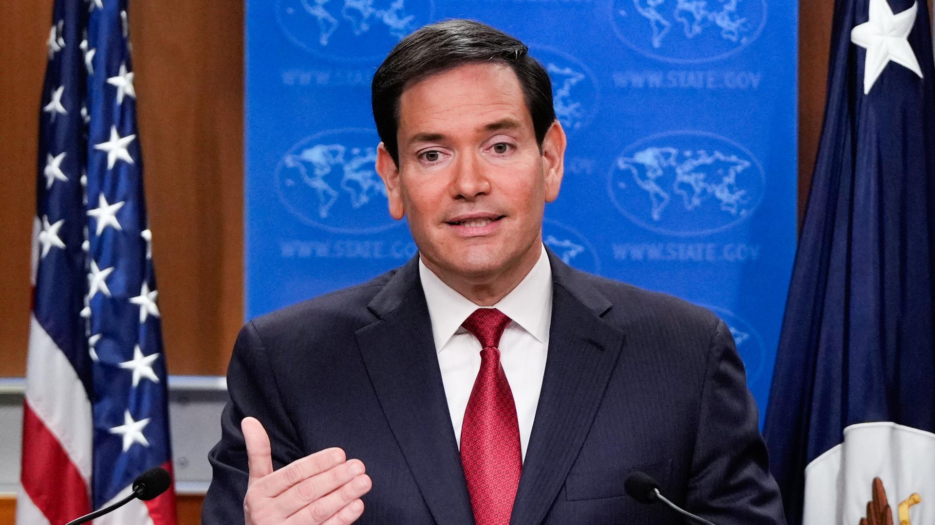 US-Außenminister Marco Rubio spricht während einer Pressekonferenz im Außenministerium. 