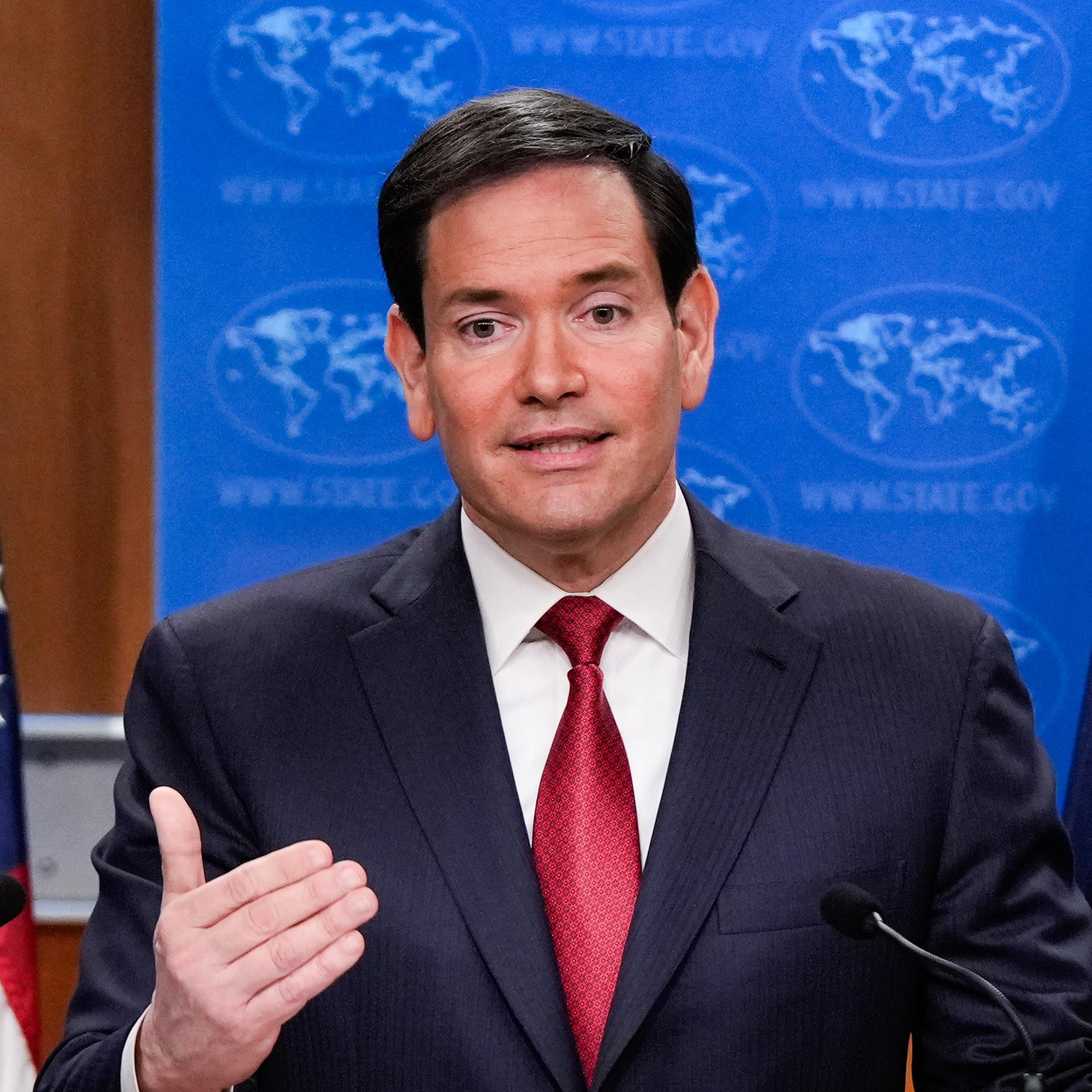 US-Außenminister Marco Rubio spricht während einer Pressekonferenz im Außenministerium. 