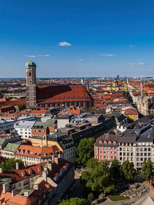 Die Altstadt Münchens aus der Luft aufgenommen.