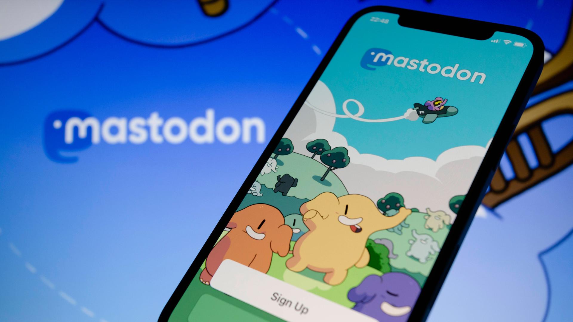 Ein Smartphone mit geöffneter Mastodon-App