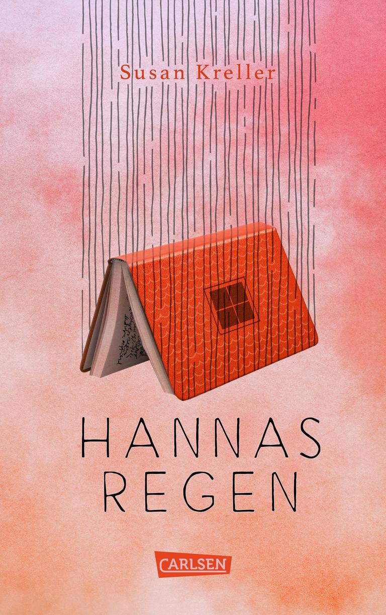 Cover von Susan Krellers Roman "Hannas Regen". Ein Buch fällt nach unten geöffnet in die Tiefe. Cover von Susan Krellers Roman "Hannas Regen". Ein Buch fällt nach unten geöffnet in die Tiefe.