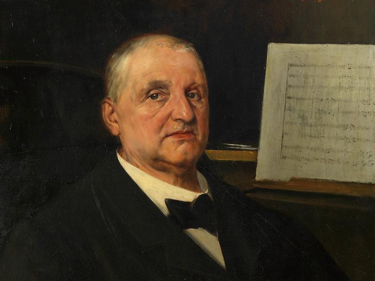 Gemäldeportrait des Komponisten Anton Bruckner, gemalt am Flügel sitzend von Ferry Braton.