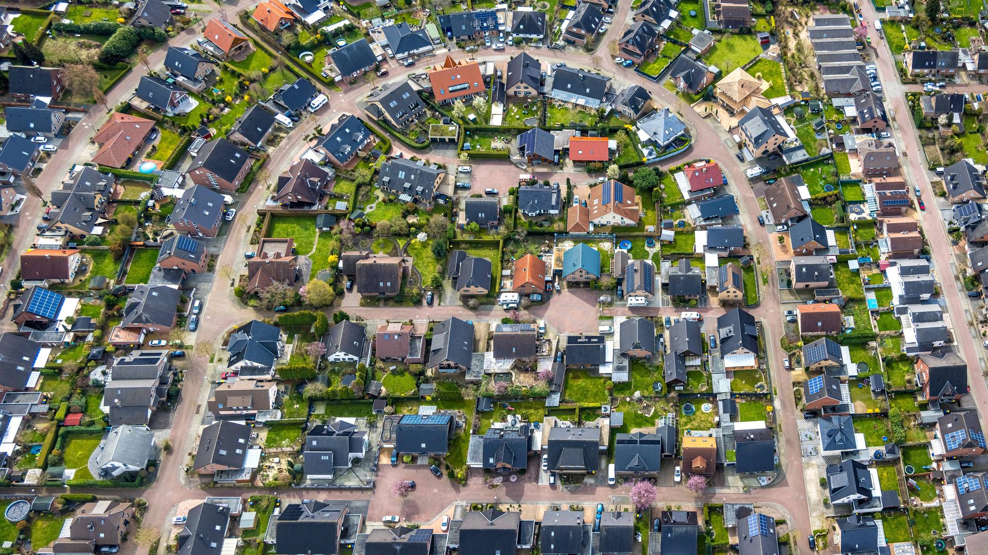 Luftaufnahme auf ein Wohngebiet am Niederrhein