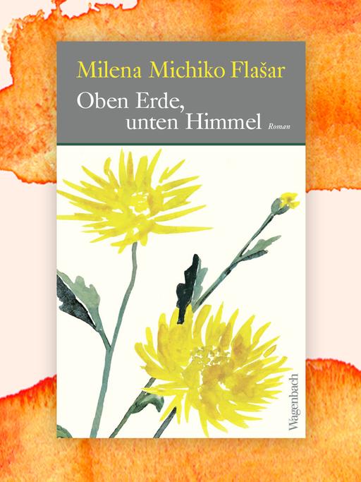 Cover des Romans "Oben Erde, unten Himmel": Es zeigt gemalte Blumen mit gelben Blüten vor einem cremefarbenen Hintergrund.