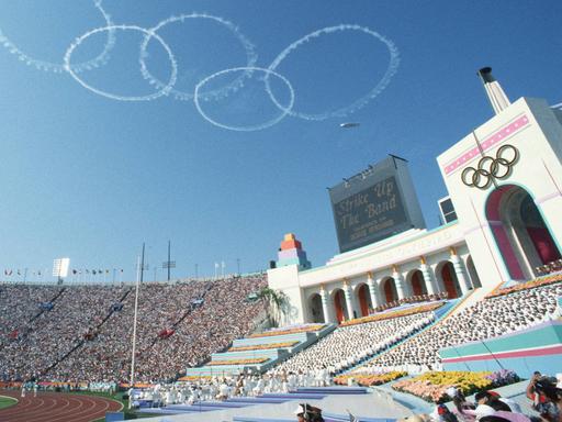 Eröffnungsfeier der Olympischen Spiele am 28. Juli 1984 im Coliseum von Los Angeles