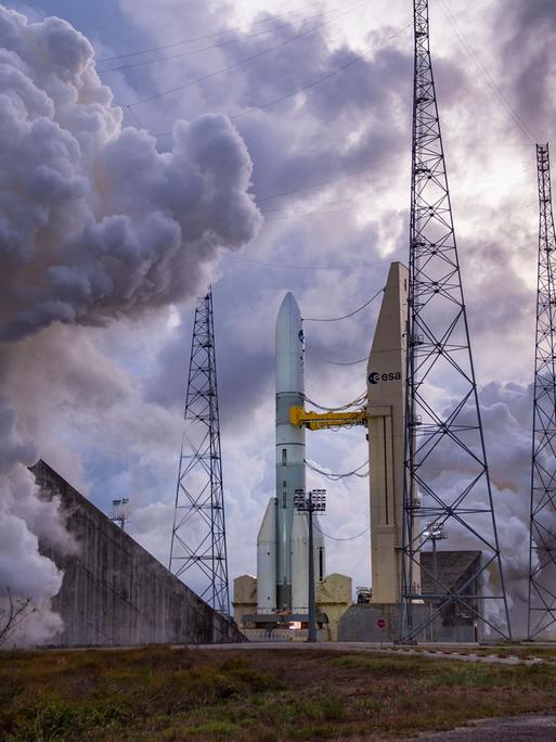 Eine europäische Ariane-Rakete, am 11. November 2023 in Französisch-Guyana
