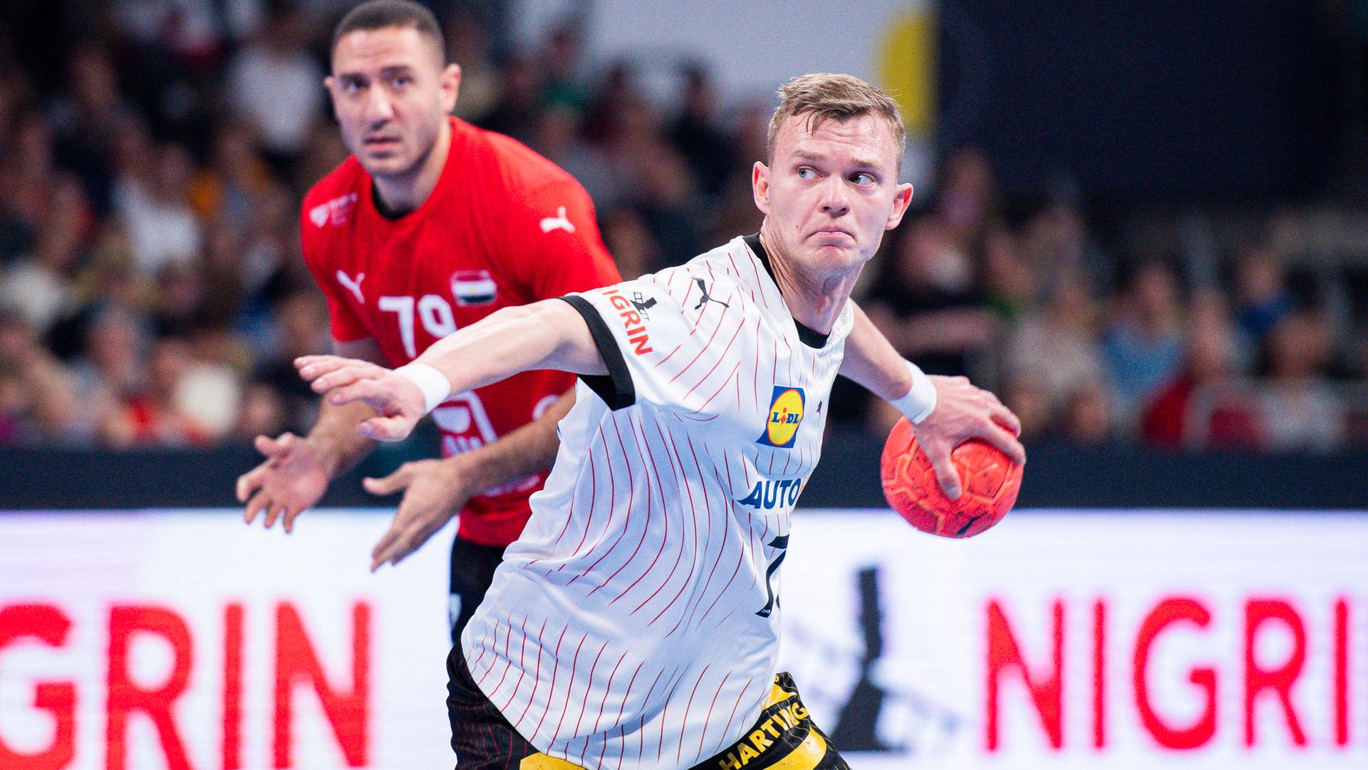 Der deutsche Handballnationalspieler Timo Kastening im Länderspiel gegen Ägypten