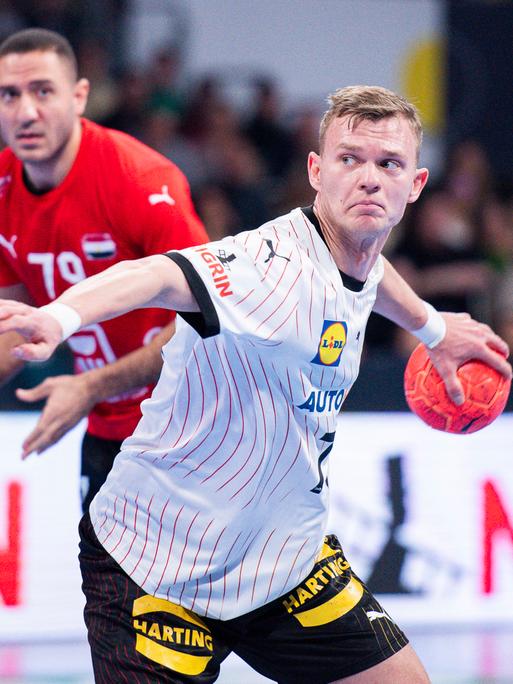 Der deutsche Handballnationalspieler Timo Kastening im Länderspiel gegen Ägypten