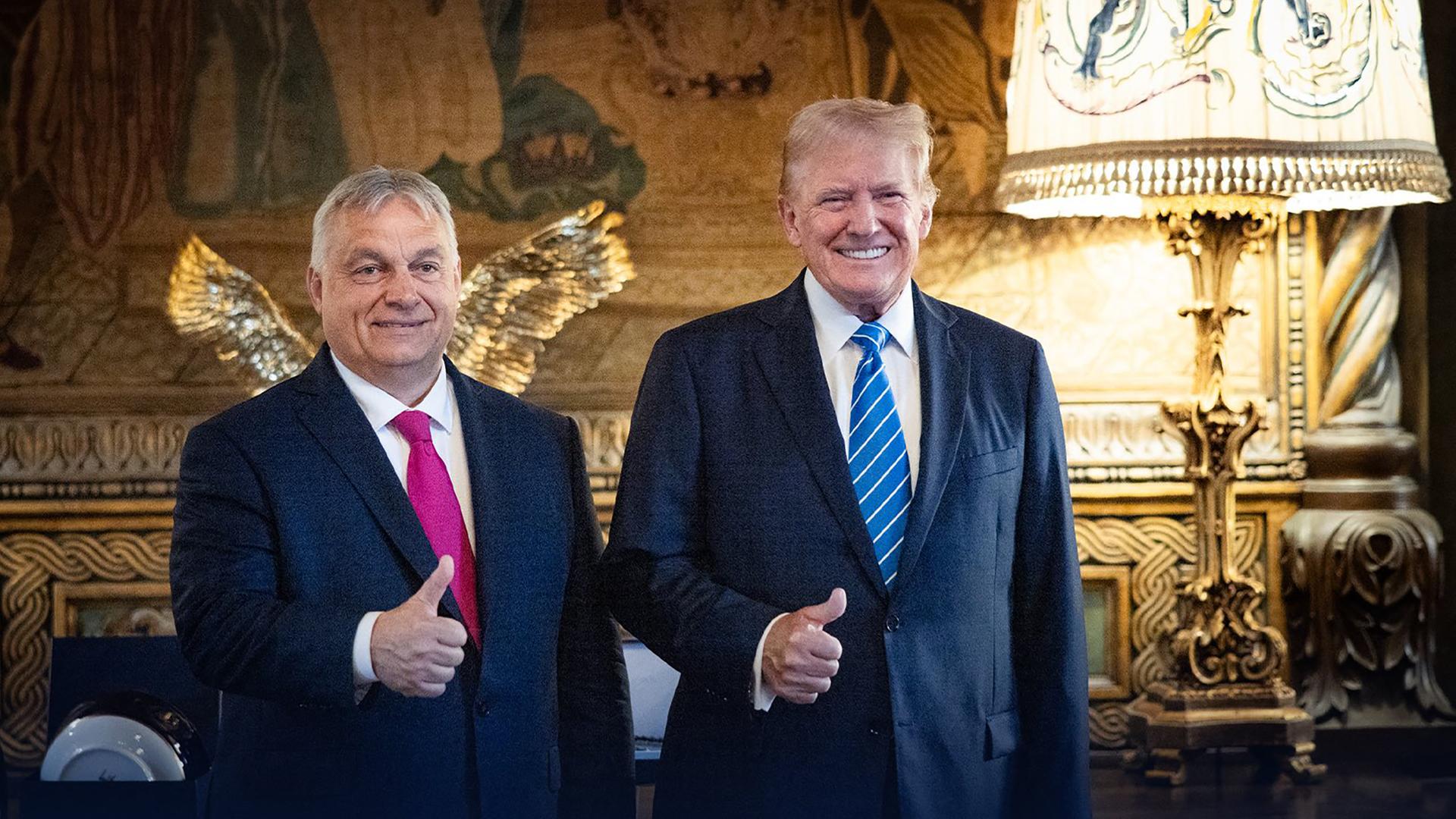 Ungarns Ministerpräsident Orban mit dem früheren US-Präsidenten Trump in Florida. 