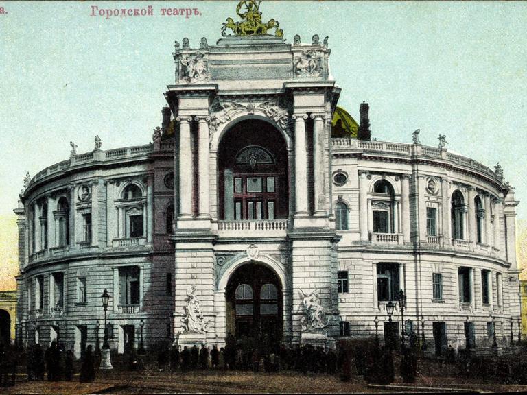 Odessa Ukraine Stadttheater Frontalansicht Eingang Fassade