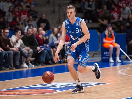 Richard Freudenberg im Jahr 2020 bei einem Spiel der Skyliners Frankfurt. 