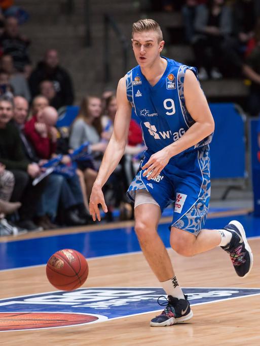 Richard Freudenberg im Jahr 2020 bei einem Spiel der Skyliners Frankfurt. 