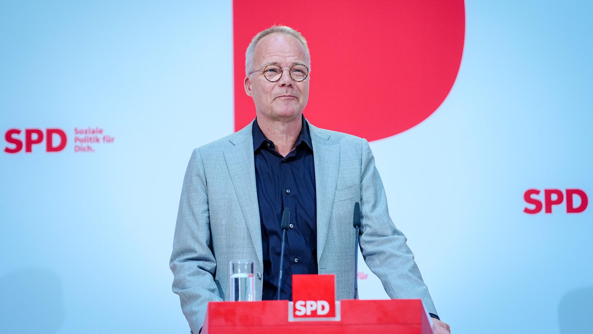 Matthias Miersch, SPD-Generalsekretär, spricht im Willy-Brandt-Haus. Matthias Miersch, SPD-Generalsekretär, spricht im Willy-Brandt-Haus.