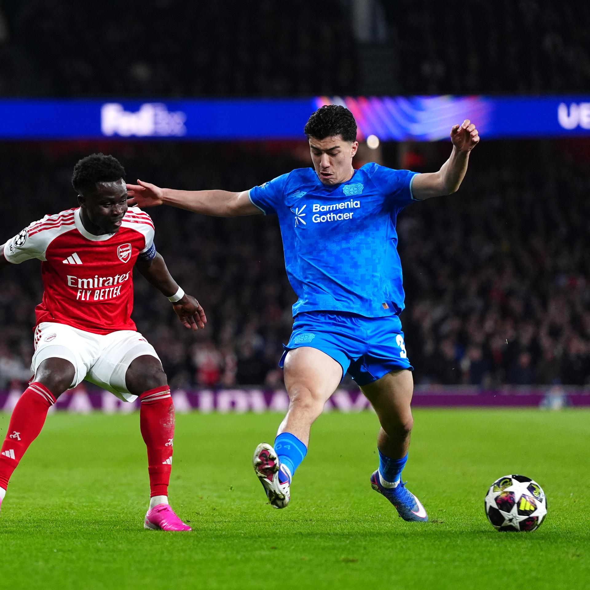 Eine Spielszene aus dem Spiel zwischen Bayer Leverkusen und dem FC Arsenal.