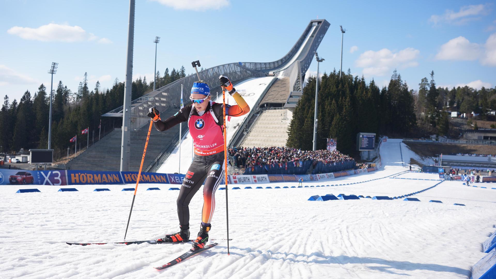 Biathletin Franziska Preuß auf der Piste in Oslo Biathletin Franziska Preuß auf der Piste in Oslo