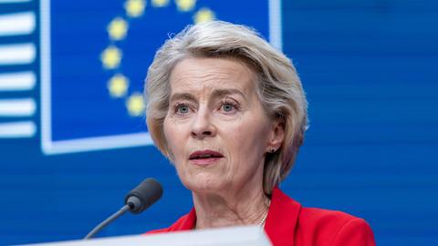 EU-Kommissionspräsidentin Ursula von der Leyen spricht während einer Konferenz des Europarats 