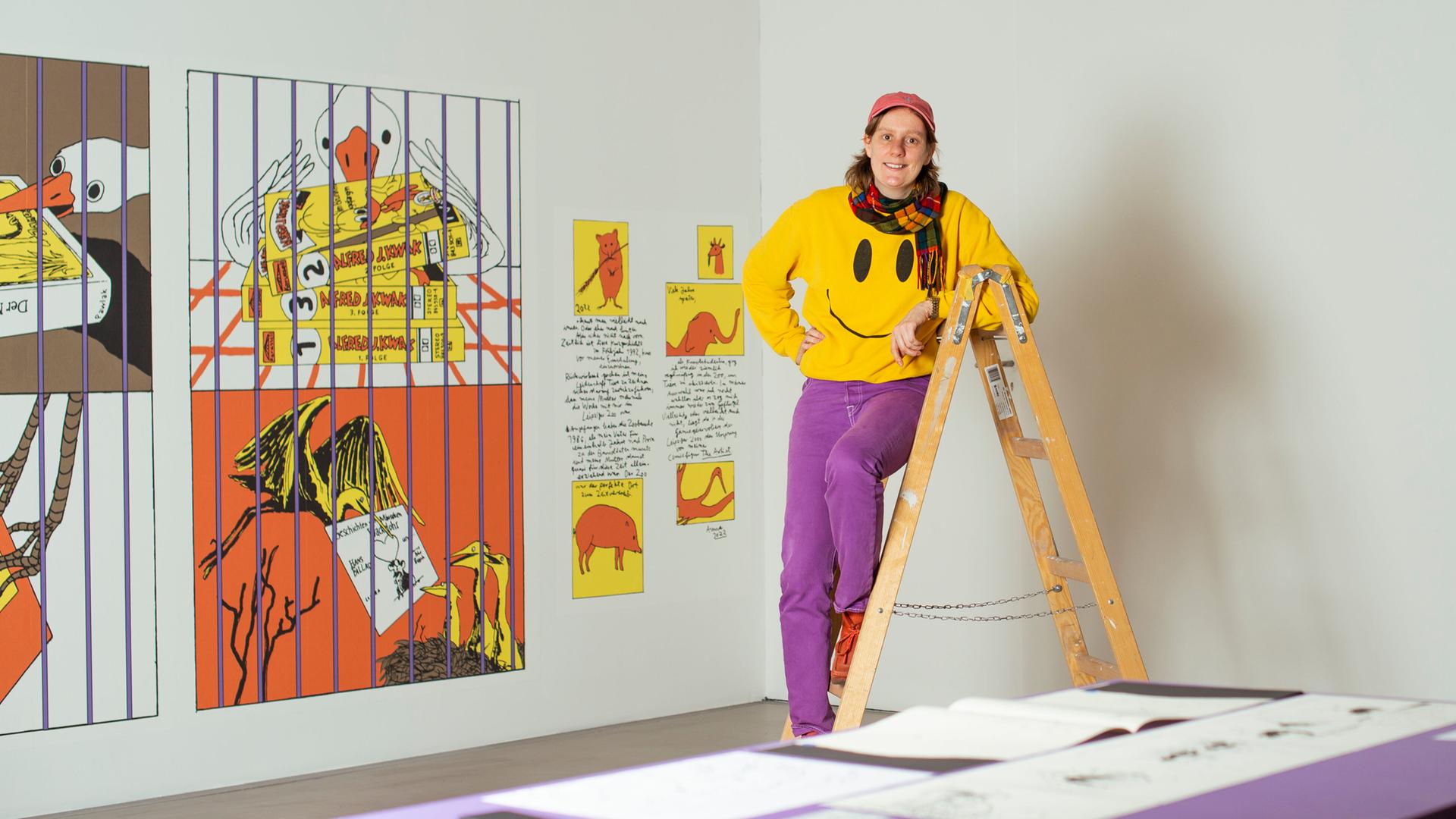 Anna Haifisch, (* 1986 in Leipzig) ist eine deutsche Comiczeichnerin und Illustratorin. Sie studierte, lebt und arbeitet in Leipzig. Fotografiert in ihrer Ausstellung "Chez Schnabel" in der Kunsthalle Leipzig. Anna Haifisch, (* 1986 in Leipzig) ist eine deutsche Comiczeichnerin und Illustratorin. Sie studierte, lebt und arbeitet in Leipzig. Fotografiert in ihrer Ausstellung "Chez Schnabel" in der Kunsthalle Leipzig.
