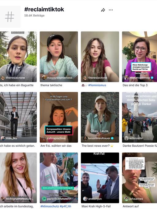 Bilder von TikTok-Accounts unter dem Hashtag #reclaimtiktok, September 2024.