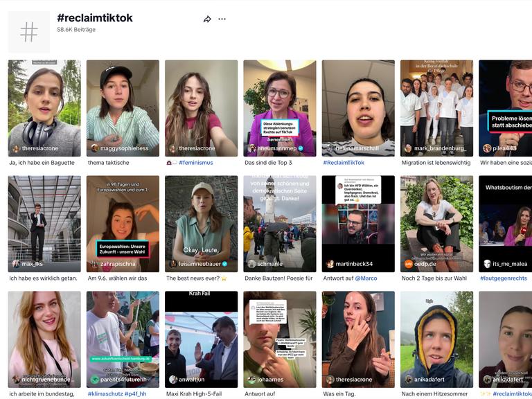 Bilder von TikTok-Accounts unter dem Hashtag #reclaimtiktok, September 2024.