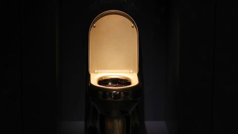 Eine vergoldete Toilette