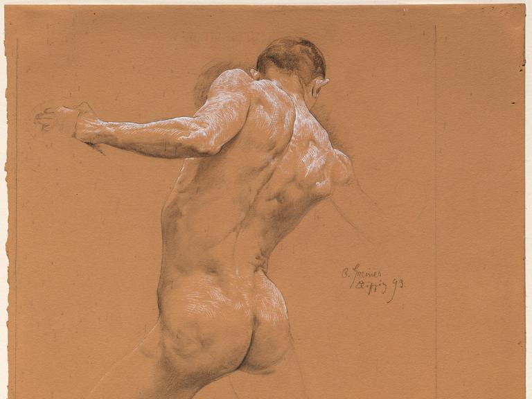 Das Kunstwerk "Stehender männlicher Rückenakt" von 1893 von Otto Greiner