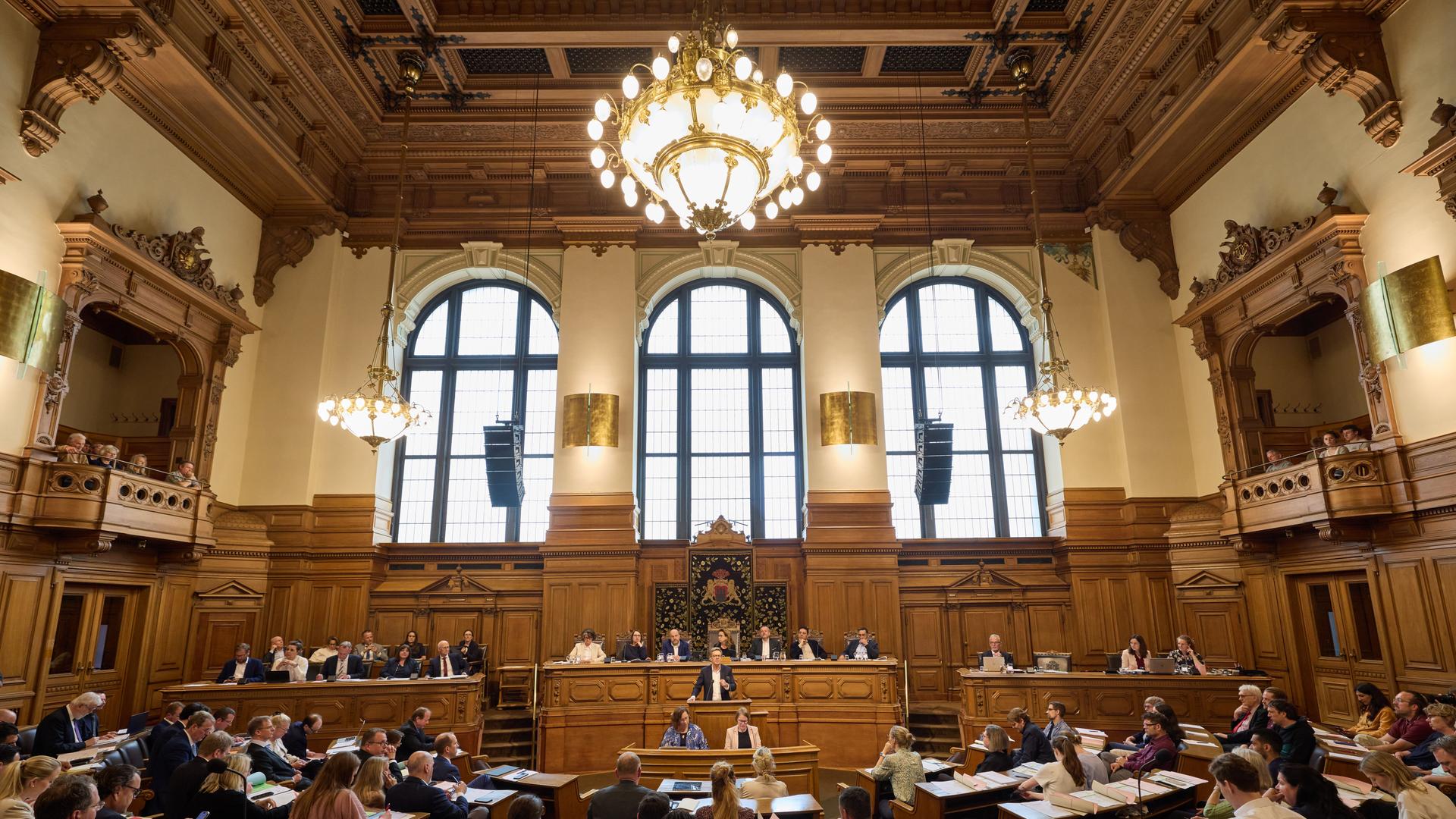Hamburg: Dirk Kienscherf (M, SPD) Fraktionsvorsitzender, spricht während einer Sitzung der Hamburgischen Bürgerschaft im Rathaus.