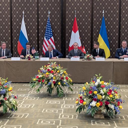 Ukraine-Krieg: Verhandlungen in Genf. Das Foto zeigt die Verhandlungsführer