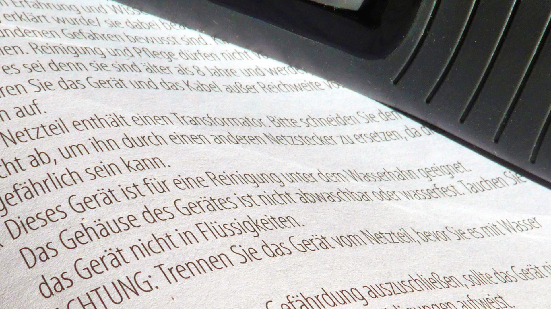 Ein Auszug aus einer Bedienungsanleitung Ein Auszug aus einer Bedienungsanleitung