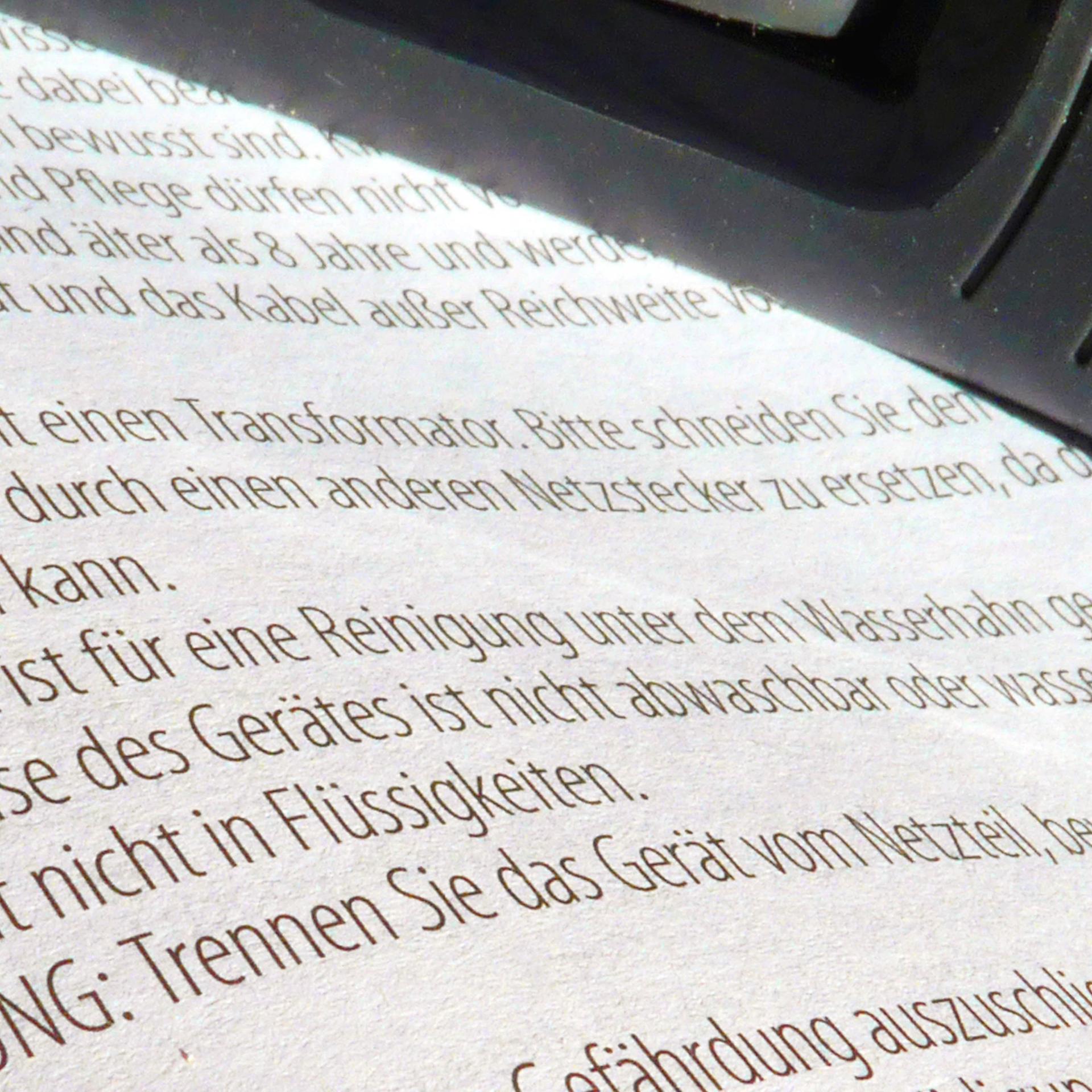 Verbraucher - Gedruckte Bedienungsanleitung nicht 