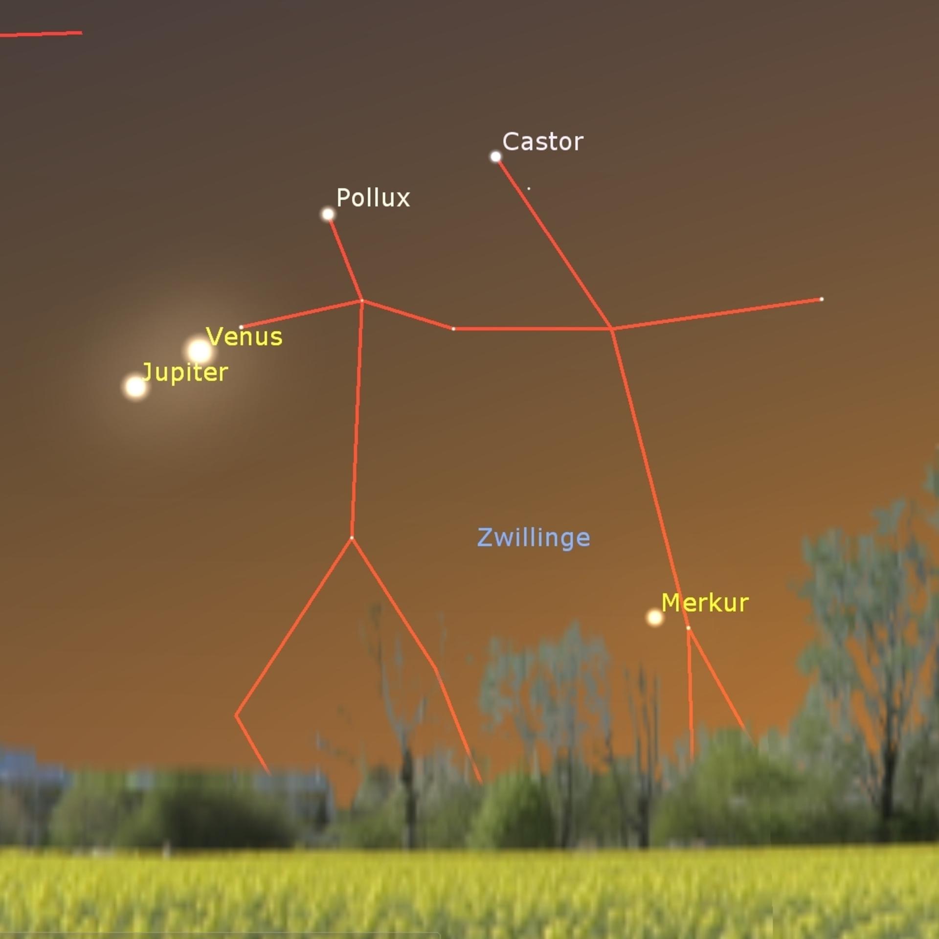 Venus und Jupiter - Planeten-Gipfel am Abendhimmel