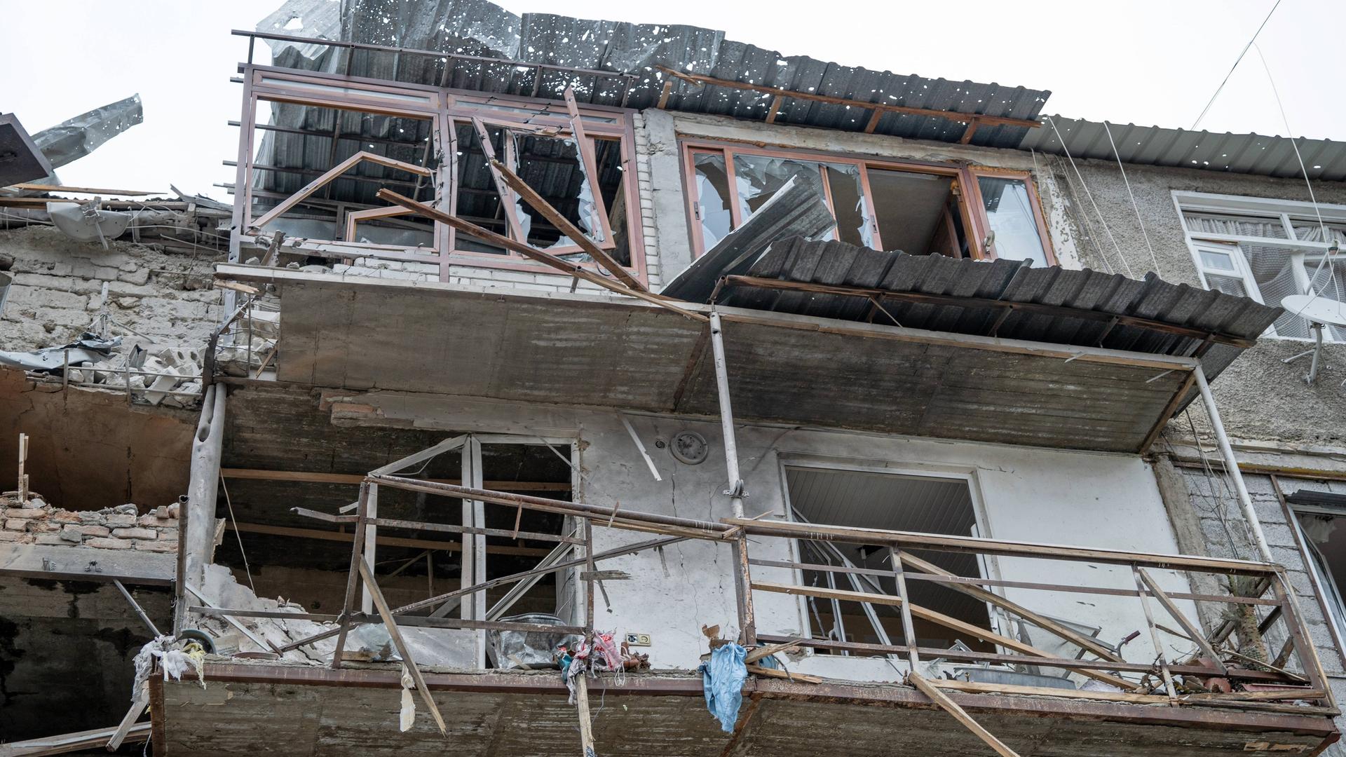 Zerstörte Gebäude in der Nagorno-Karabakh Region in Aserbaidschan.