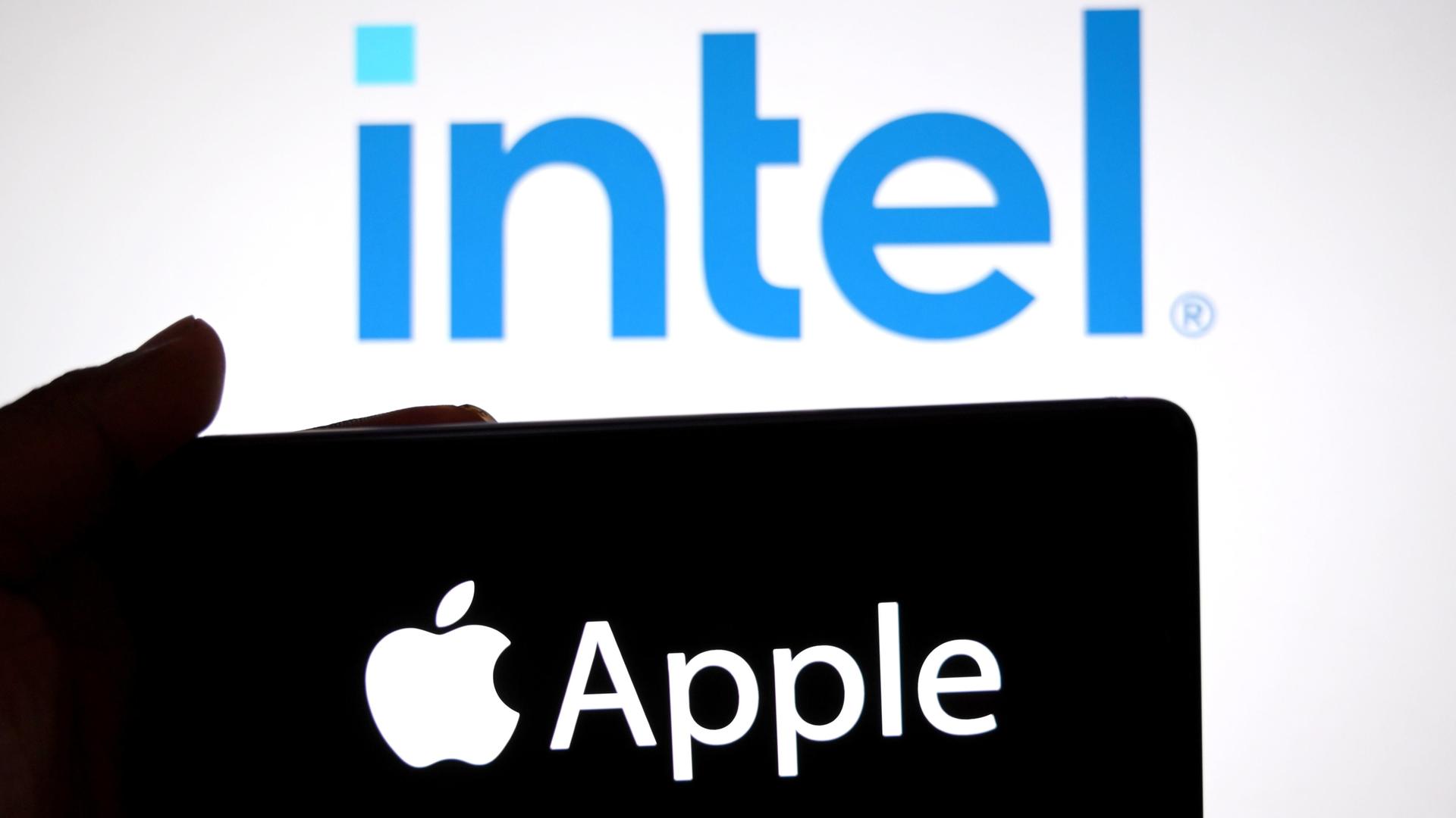 Die Logos von Apple und Intel Die Logos von Apple und Intel
