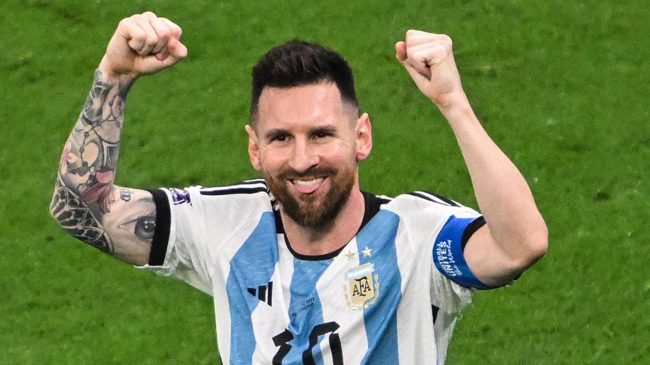 Argentiniens Lionel Messi jubelt nach einem Treffer. Argentiniens Lionel Messi jubelt nach einem Treffer.