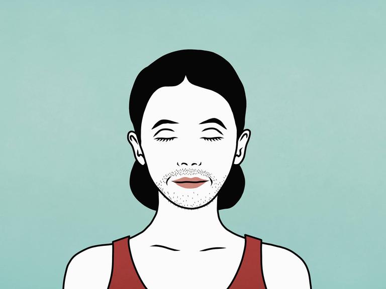 Illustration einer Person mit einem Stoppelbart.