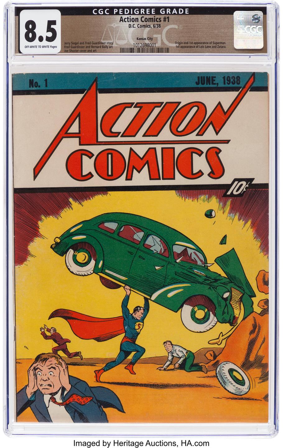 Original-Cover des ersten Superman-Comics 1938.