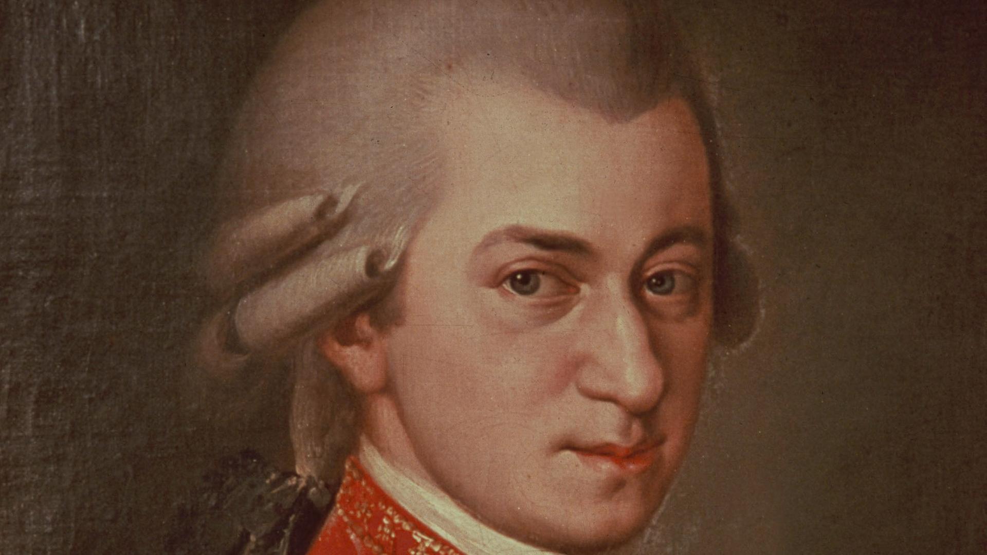 Ein Gemälde von Barbara Kraft zeigt den Komponisten Wolfgang Amadeus Mozart