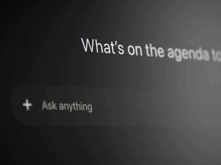 Auf der Chat GPT Startseite auf einem Computermonitor ist die Aufschrift: "What's on the agenda today?" zu lesen und im Eingabefeld darunter: "Ask Anything". Auf der Chat GPT Startseite auf einem Computermonitor ist die Aufschrift: "What's on the agenda today?" zu lesen und im Eingabefeld darunter: "Ask Anything".