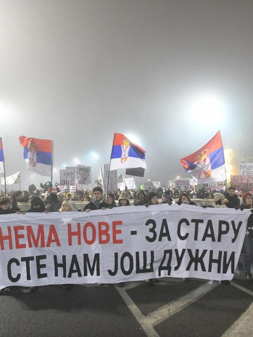 Demonstration in der serbischen Hauptstadt Belgrad am 31. Dezember 2024