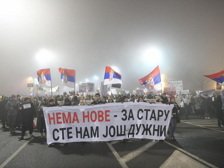 Demonstration in der serbischen Hauptstadt Belgrad am 31. Dezember 2024