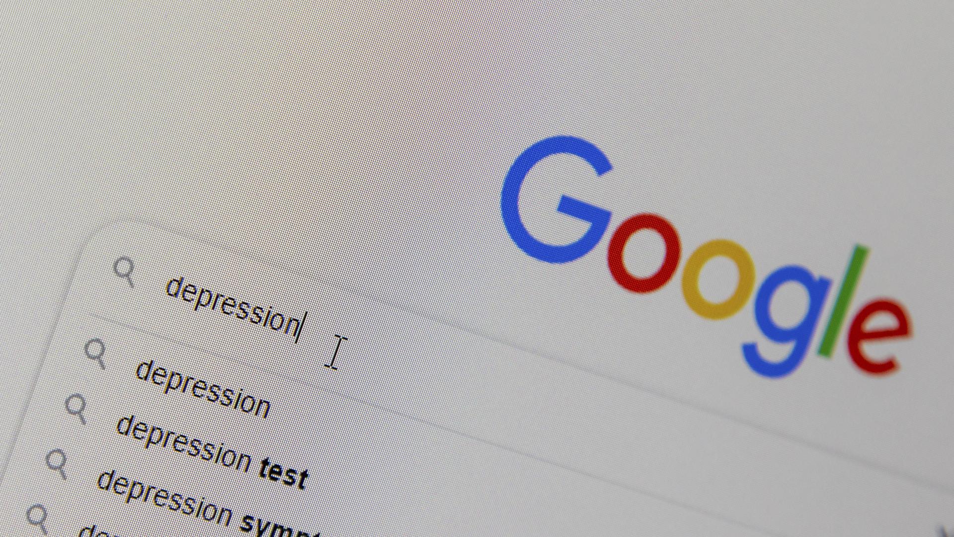 Browserfenster der Suchmaschine Google mit Suchbegriff Depression, Deutschland Browserfenster der Suchmaschine Google mit Suchbegriff Depression, Deutschland