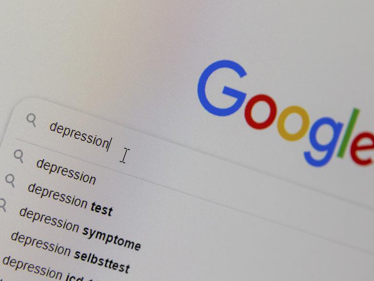 Browserfenster der Suchmaschine Google mit Suchbegriff Depression, Deutschland