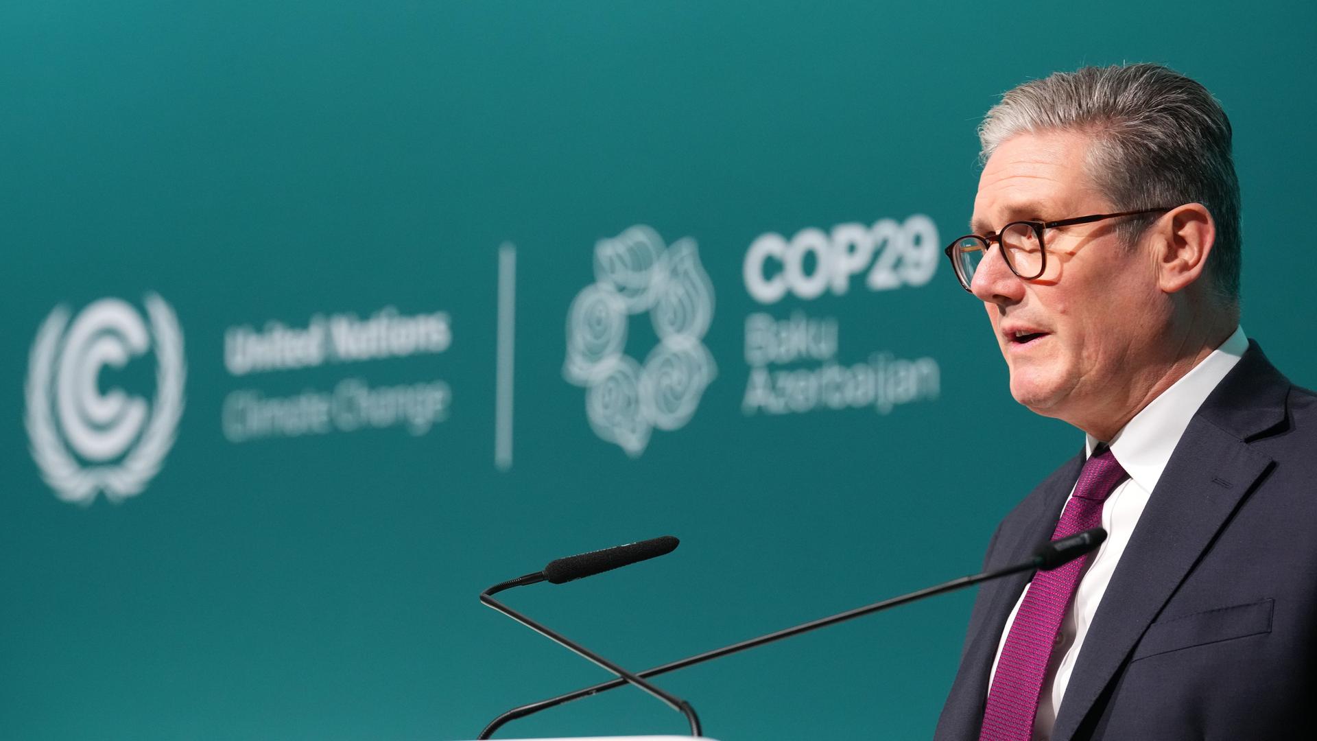 Baku: Keir Starmer, Premierminister von Großbritannien, spricht am zweiten Tag des Cop29-Klimagipfels.