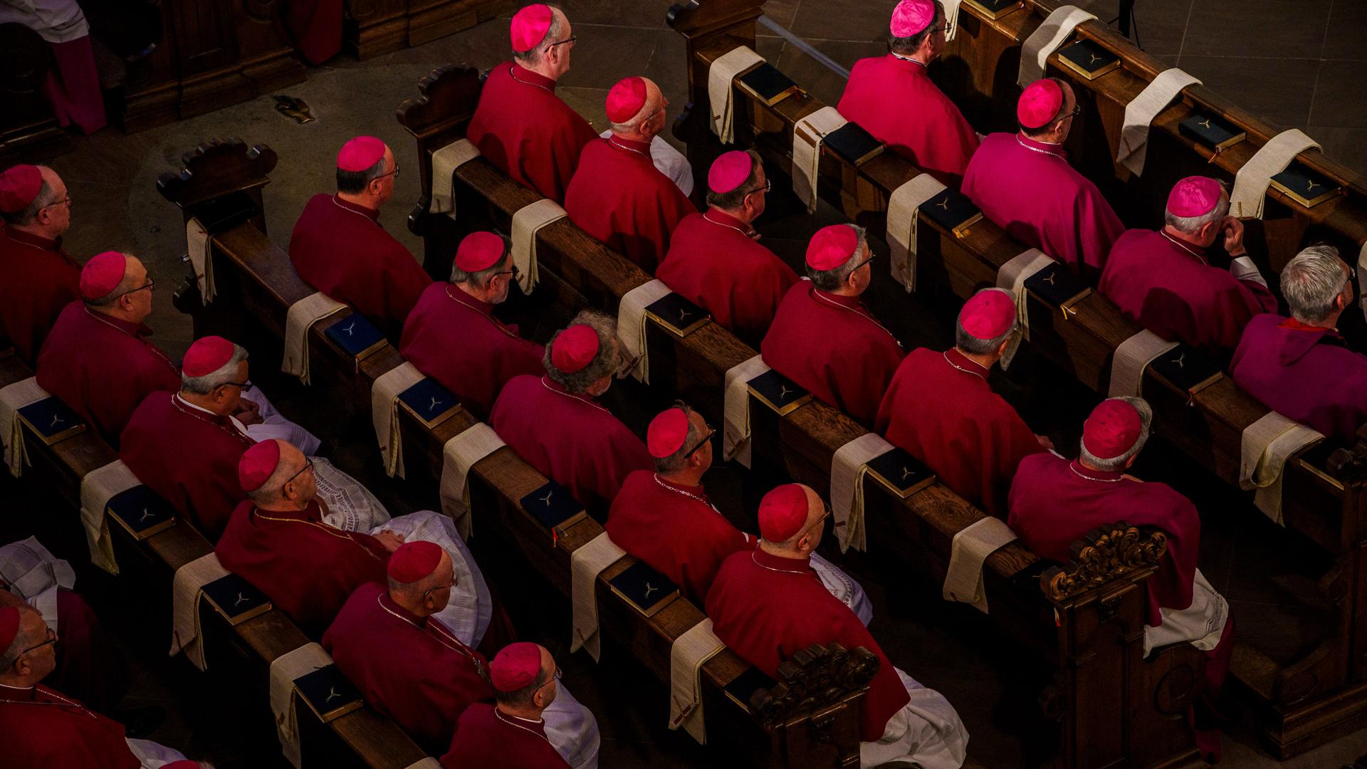 Deutsche katholische Bischöfe sitzen im Dom zu Fulda bei der Vollversammlung der Deutschen Bischofskonferenz 2025.