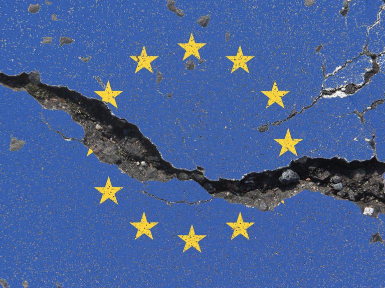Symbolbild FOTOMONTAGE zur drohenden Krise in der EU Europäische n Union durch die europafeindlich