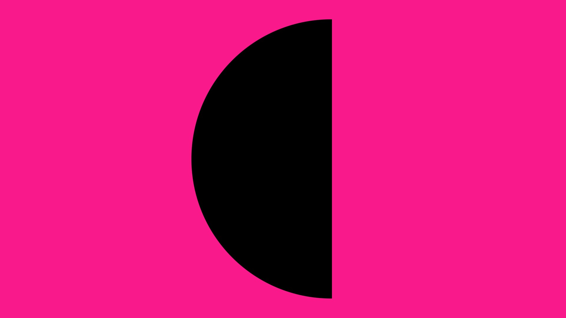 Die Grafik zeigt einen schwarzen Halbmond auf einem pinken Rechteck.